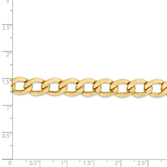 Men's 8mm, 14k Yellow Gold, Hollow Curb Link Chain Necklace, 20 Inch - Picture 5 of 8